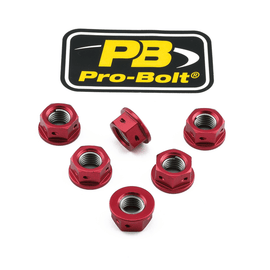 High-Quality Aluminium Sprocket Nuts M10x1.25mm - Pre-Drilled for Safety Wiring, Pack of 6