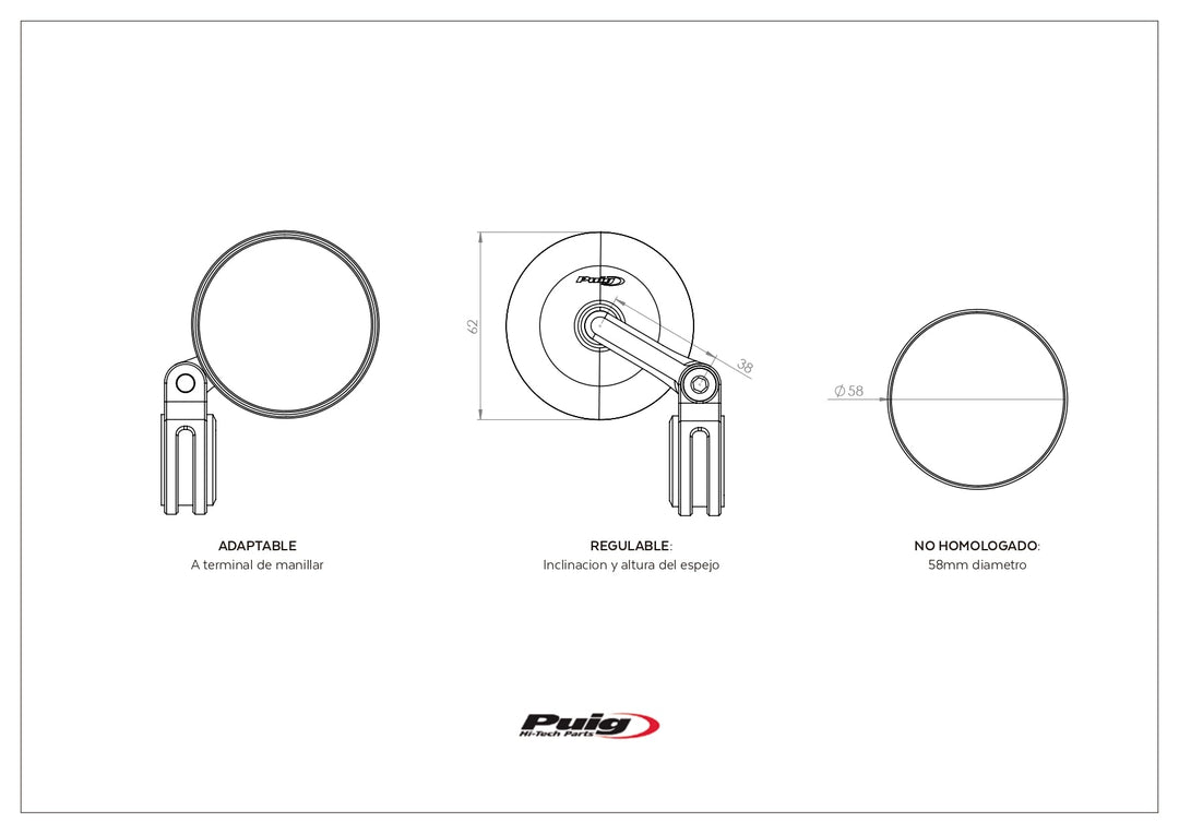 PUIG من بيوق TRACKER مرايا الرؤية الخلفية - BOOST BOX PERFORMANCE Puig Hi - Tech Parts9506N