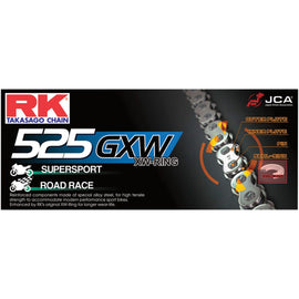 أر كي جنزير 525 جي أكس دبليو 130 رياضي - BOOST BOX PERFORMANCE RK Racing Chain525GXW - 130 - CLF