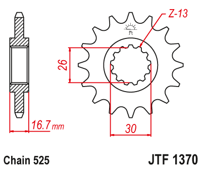 JTF1370 (525) جي تي ترس أمامي بديل من الفولاذ الطبيعي - BOOST BOX PERFORMANCE JT SprocketJTF1370 - 15