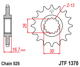 JTF1370 (525) جي تي ترس أمامي بديل من الفولاذ الطبيعي - BOOST BOX PERFORMANCE JT SprocketJTF1370 - 15