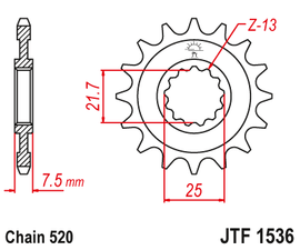 JTF1536 (520) جي تي ترس أمامي بديل من الفولاذ الطبيعي - BOOST BOX PERFORMANCE JT SprocketJTF1536 - 15