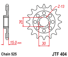 JTF404 (525) جي تي ترس أمامي بديل من الفولاذ الطبيعي - BOOST BOX PERFORMANCE JT SprocketJTF404 - 16