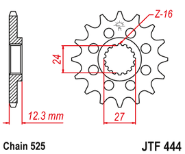 JTF444 (525) جي تي ترس أمامي بديل من الفولاذ الطبيعي - BOOST BOX PERFORMANCE JT SprocketJTF444 - 16