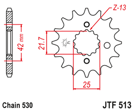 JTF513 (530) جي تي ترس أمامي بديل من الفولاذ الطبيعي - BOOST BOX PERFORMANCE JT SprocketJTF513 - 16