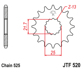 JTF520 (525)جي تي ترس أمامي بديل من الفولاذ الطبيعي - BOOST BOX PERFORMANCE JT SprocketJTF520 - 16