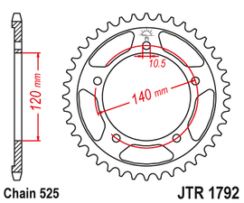 JTR1792 (525) جي تي ترس خلفي من الفولاد الطبيعي - BOOST BOX PERFORMANCE JT SprocketJTR1792 - 42