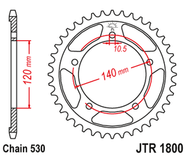 JTR1800 (530) جي تي ترس خلفي من الفولاذ الطبيعي - BOOST BOX PERFORMANCE JT SprocketJTR1800 - 42