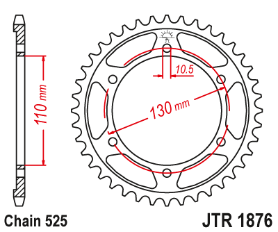 JTR1876 (525) جي تي ترس خلفي من الفولاذ الطبيعي - BOOST BOX PERFORMANCE JT SprocketJTR1876 - 43