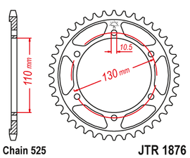 JTR1876 (525) جي تي ترس خلفي من الفولاذ الطبيعي - BOOST BOX PERFORMANCE JT SprocketJTR1876 - 43