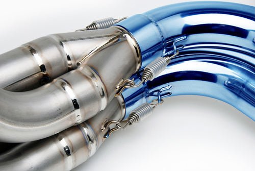 Brock’s TiWinder Blue Titanium Exhaust System for Suzuki Hayabusa (1999–2025) – Side Exit with Elliptical Megaphone