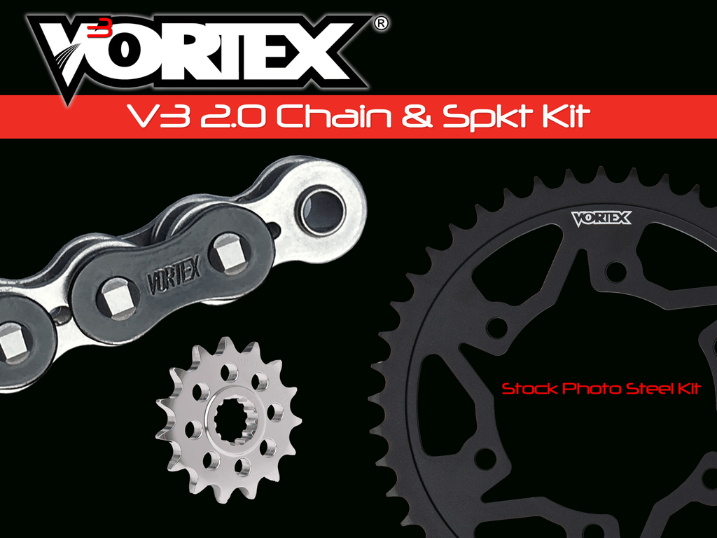 (NINJA H2 H2R 15 - 20) Vortex Racing من فورتكس chain Sprocket kits طقم جنزير + ساعات - BOOST BOX PERFORMANCE Vortex RacingH2 - BLK - STL