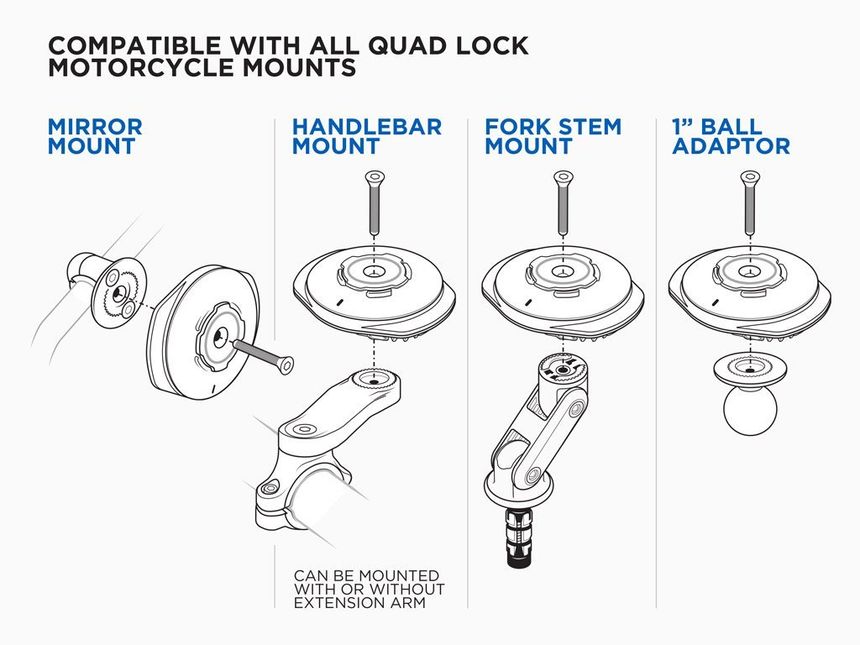 Quad Lock من كواد لوك Weatherproof Wireless Charging Head رأس شحن لاسلكي ضد الماء - BOOST BOX PERFORMANCE Quad LockQLA - MOT - QCH - 3