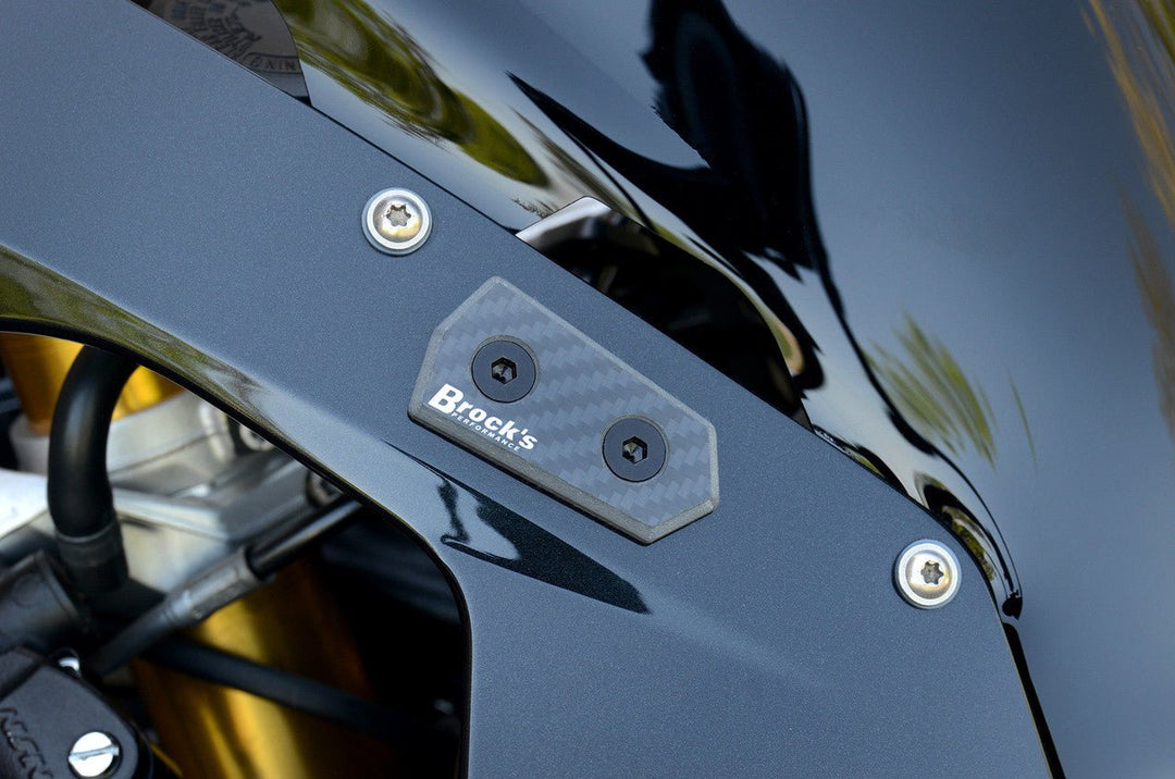 Carbon Fiber Mirror Block Off Plates for BMW S1000RR (2010–2019) – Lightweight Aerodynamic Track Kit